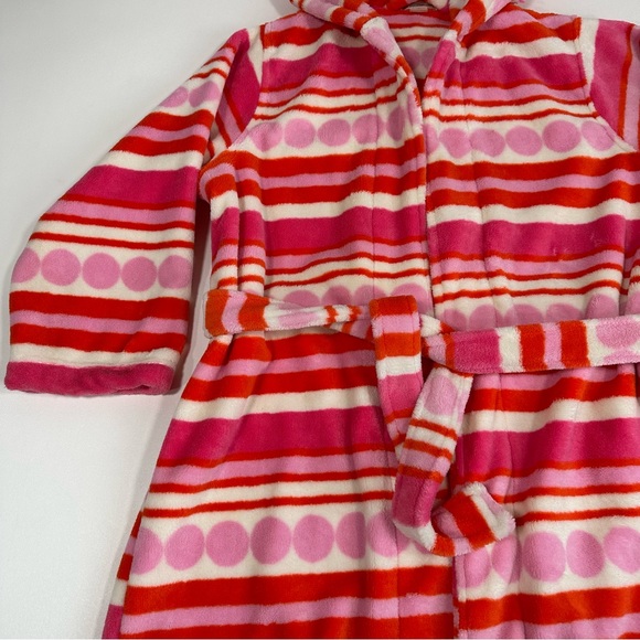 Tucker+Tate Girls Plush Hooded Comfy Long Pink Art Deco Tie Waist Robe Size M - Picture 3 of 8
